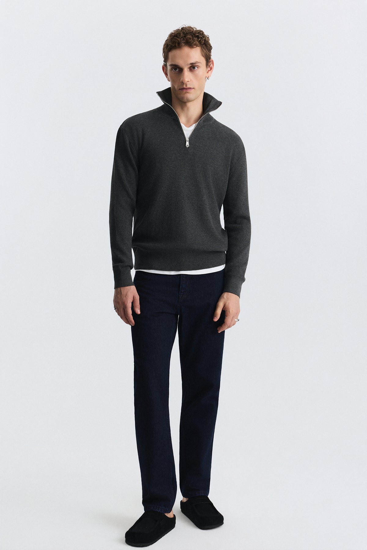 Men's Knit Sweater with a Zipper