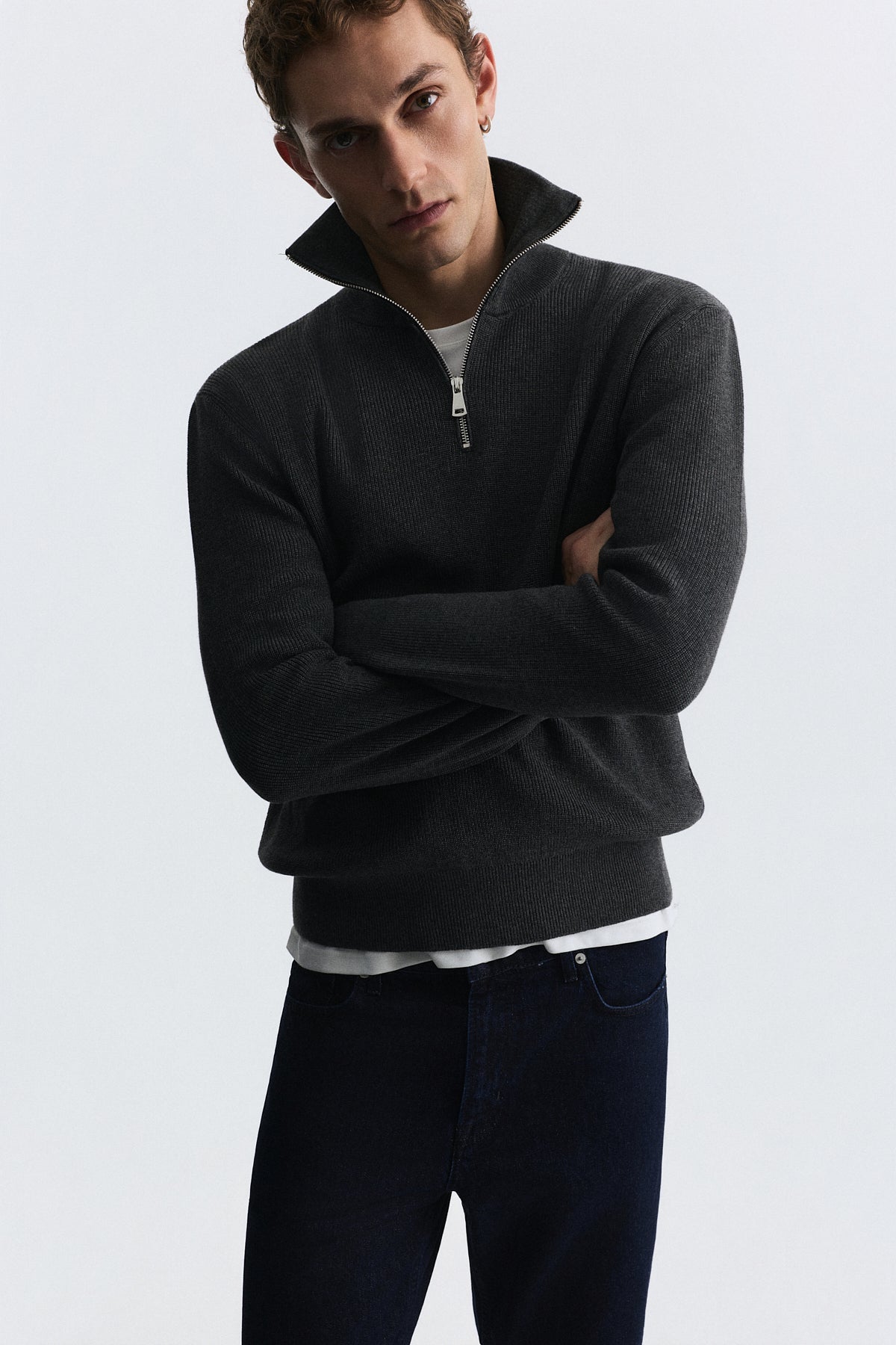 Men's Knit Sweater with a Zipper