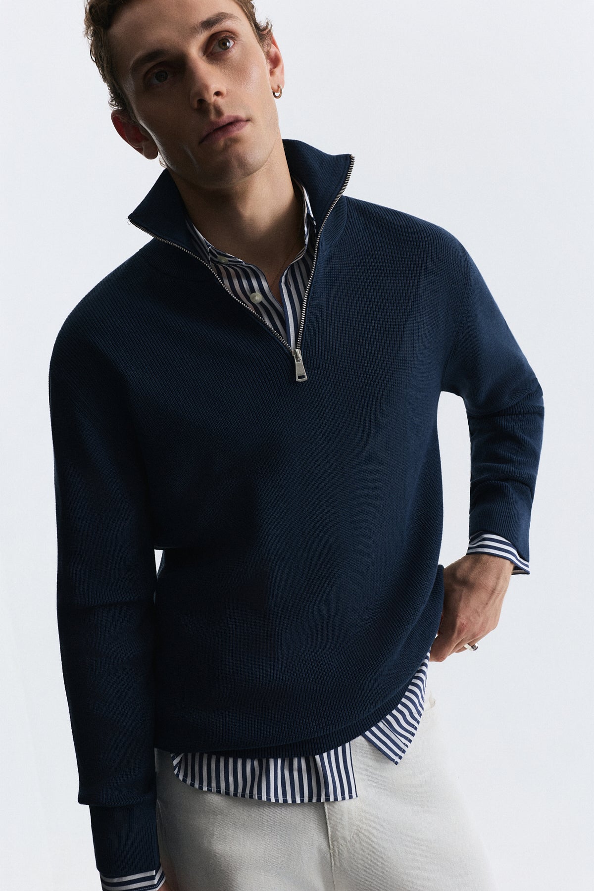 Men's Knit Sweater with a Zipper