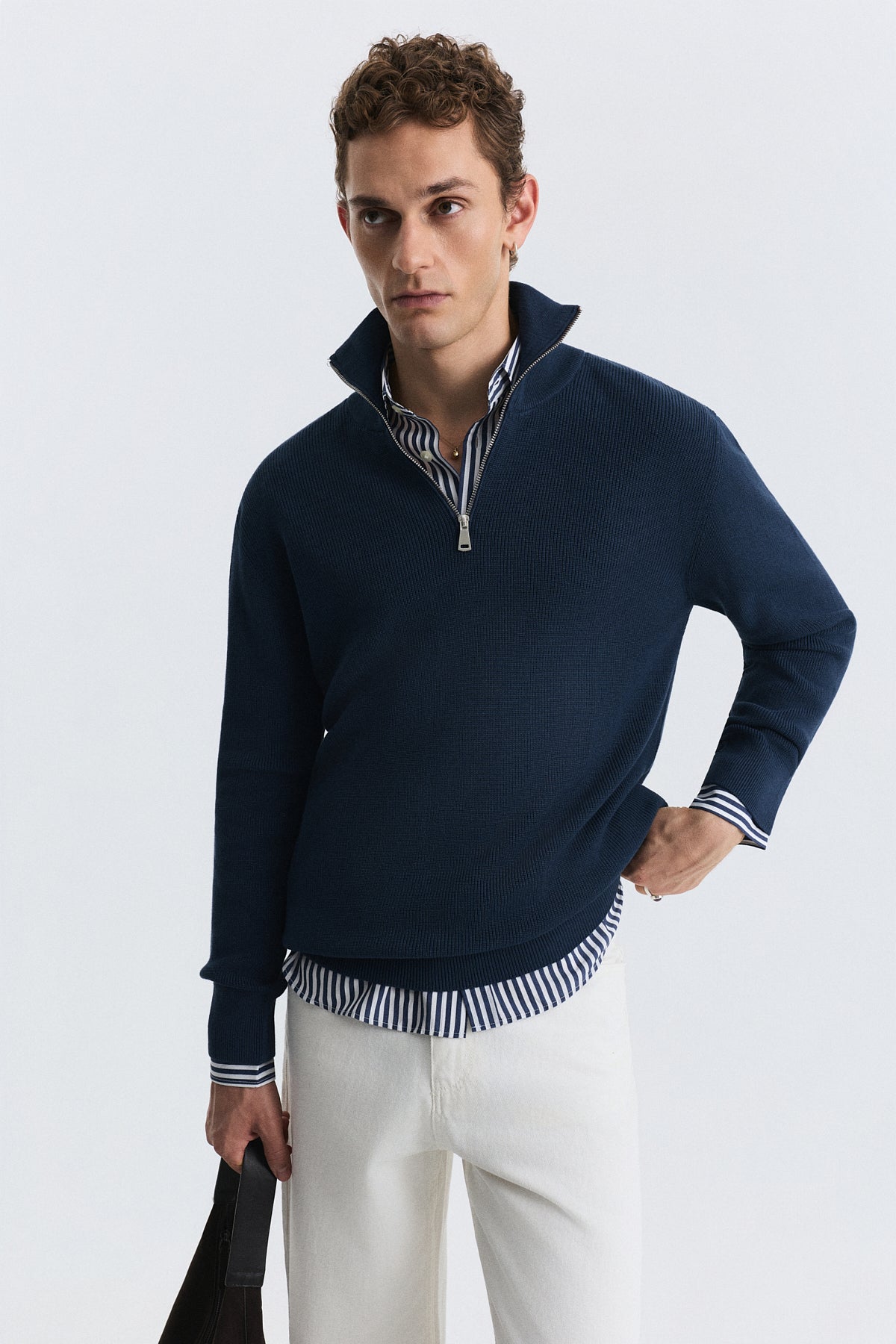 Men's Knit Sweater with a Zipper