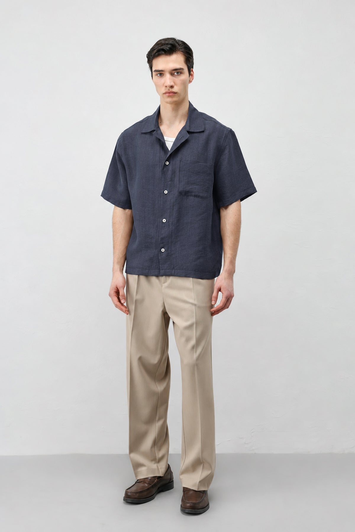 Men's Short-Sleeve Shirt with Lyocell Blend