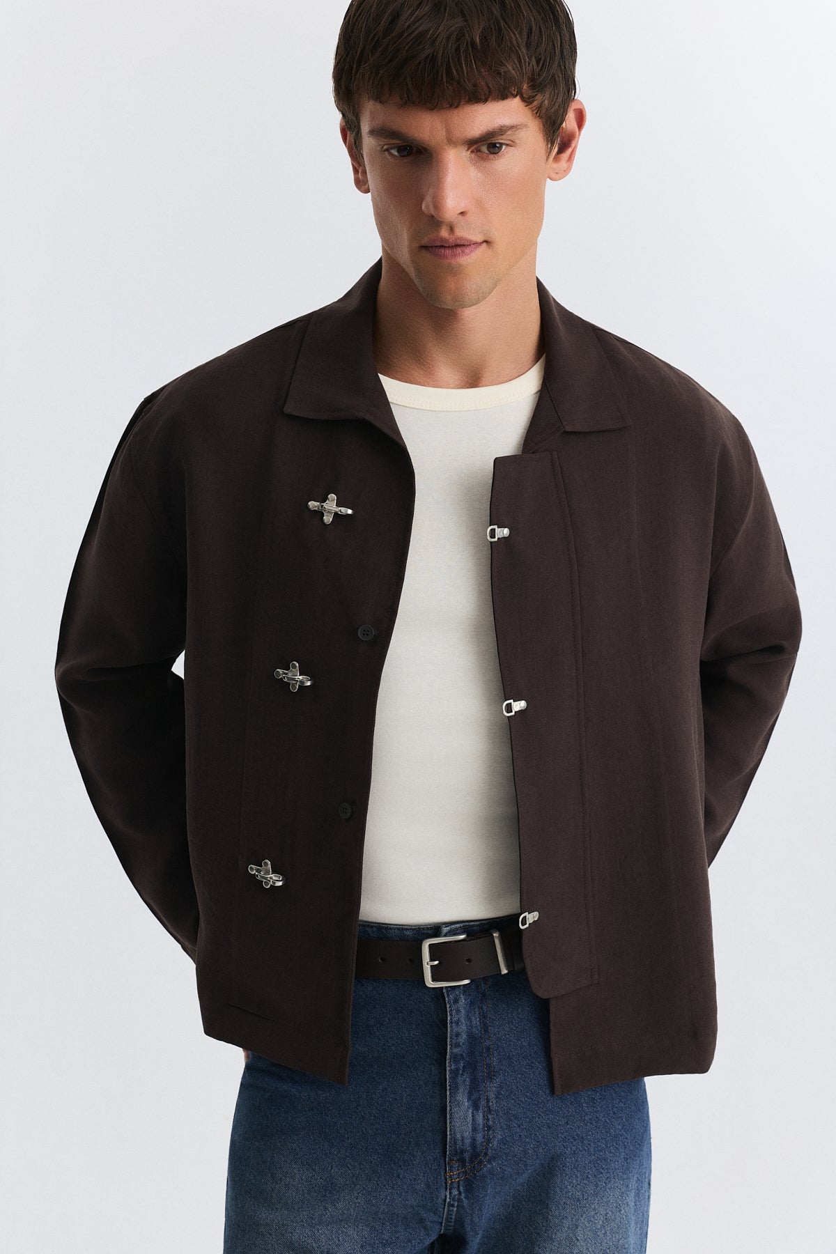 Lyocell Shirt with Metal Hooks