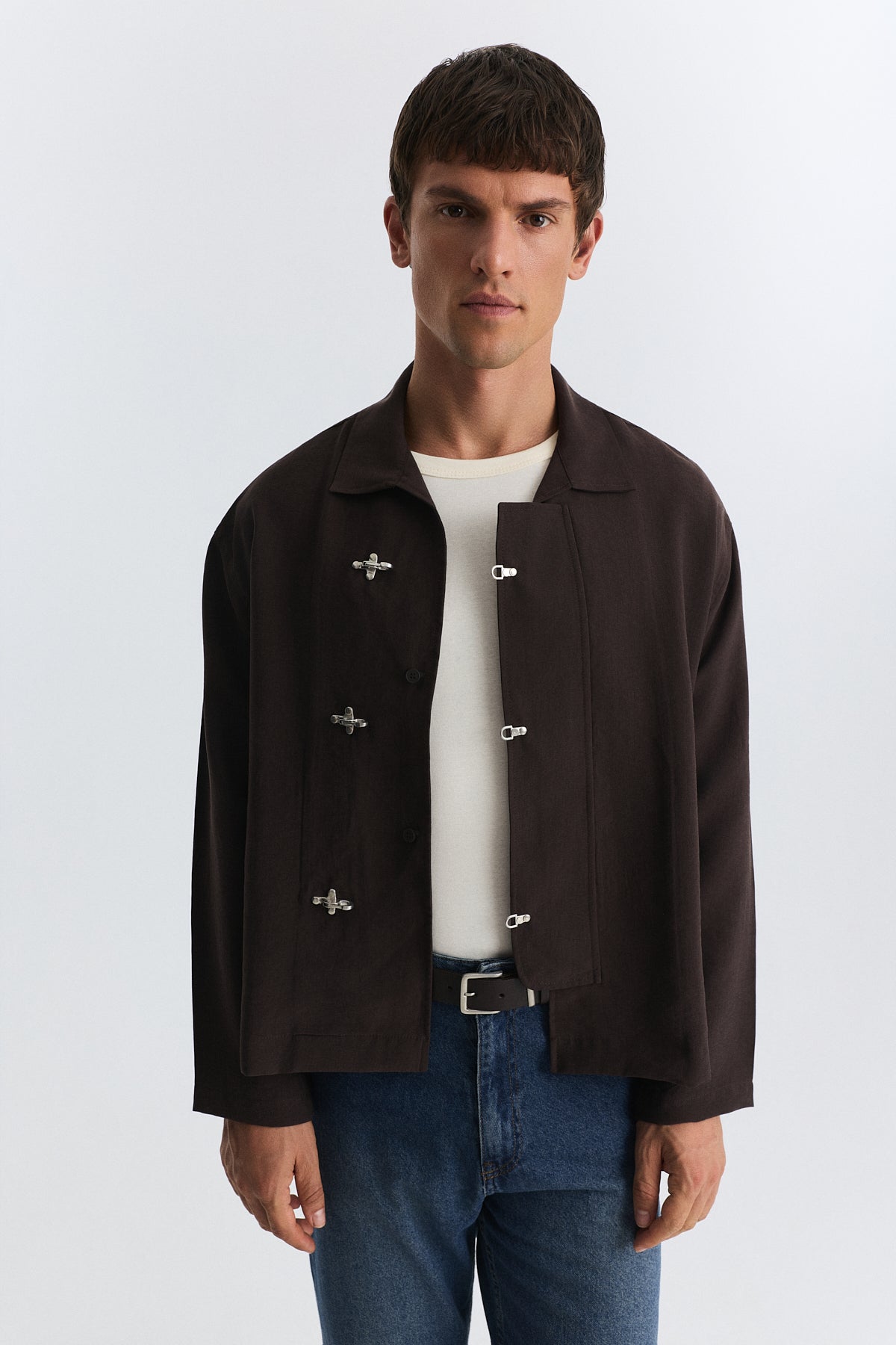 Lyocell Shirt with Metal Hooks