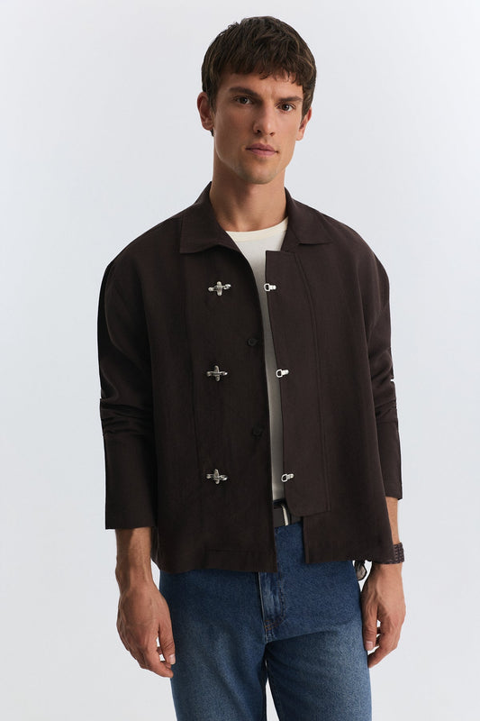 Lyocell Shirt with Metal Hooks
