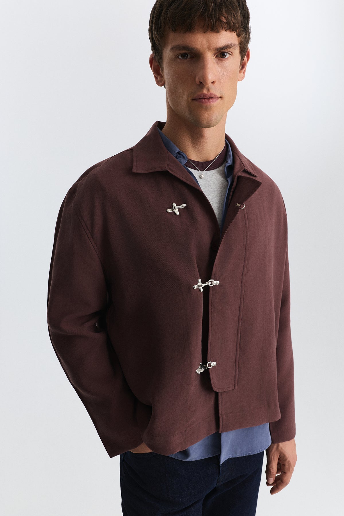 Lyocell Shirt with Metal Hooks