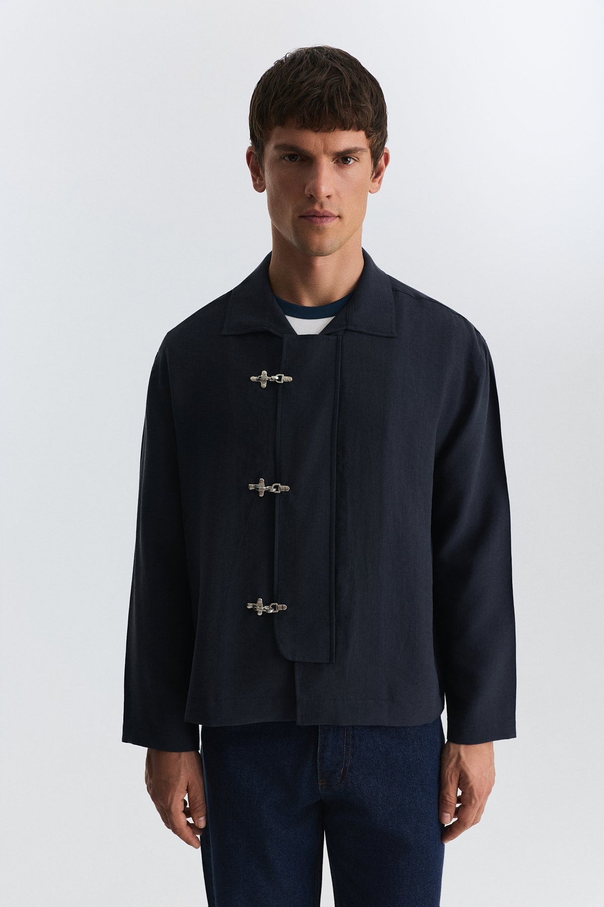 Lyocell Shirt with Metal Hooks