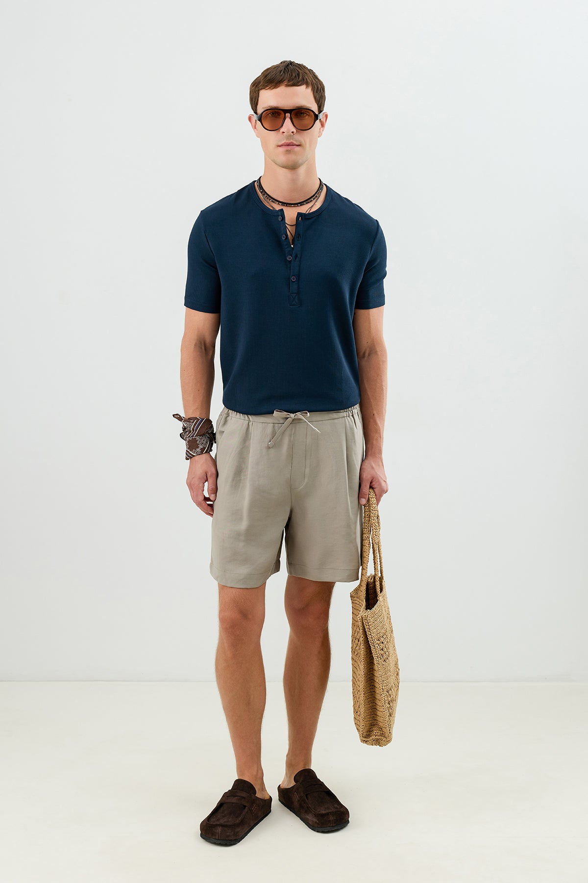 Pleated Shorts with Lyocell Blend