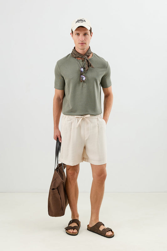Pleated Shorts with Lyocell Blend