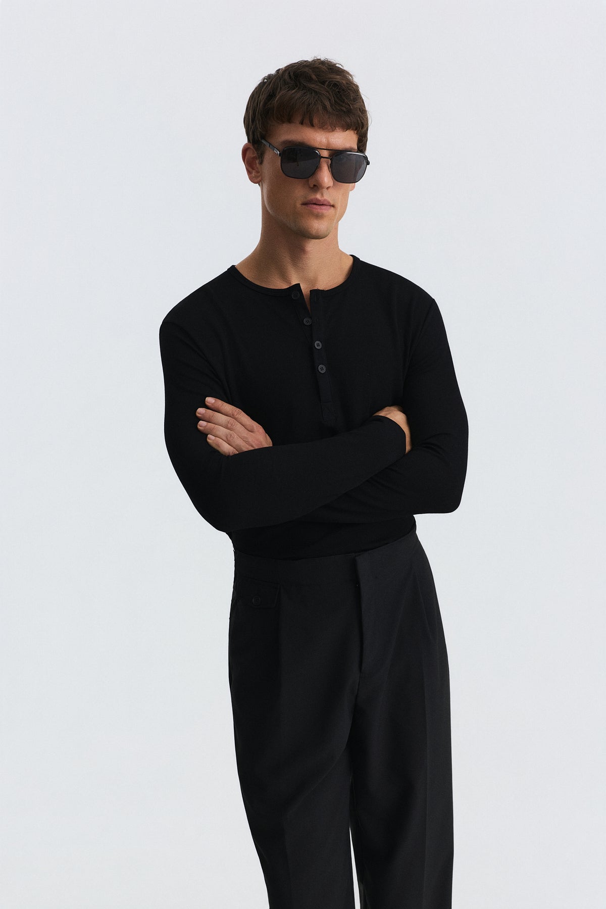 100% Cotton Button-Down Collar Ribbed T-Shirt
