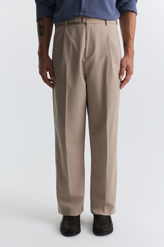 Arched-Waist Pleated Pants