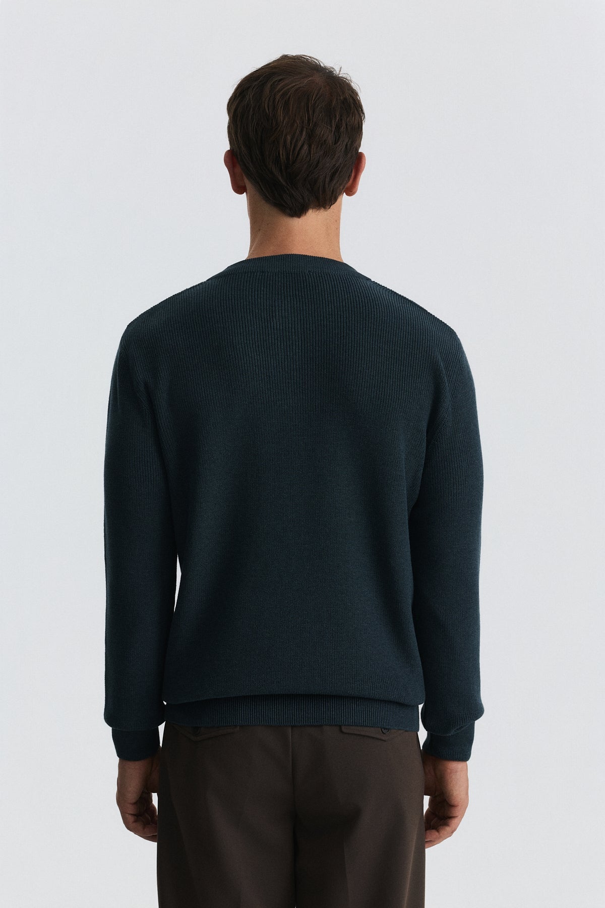 Button-Neck Textured Sweater