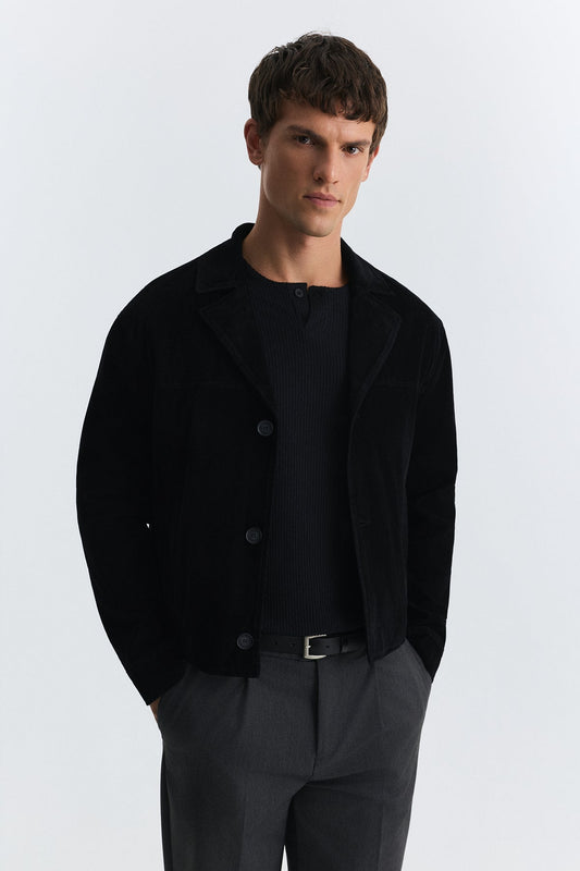 Crop Fit Faux Suede Jacket