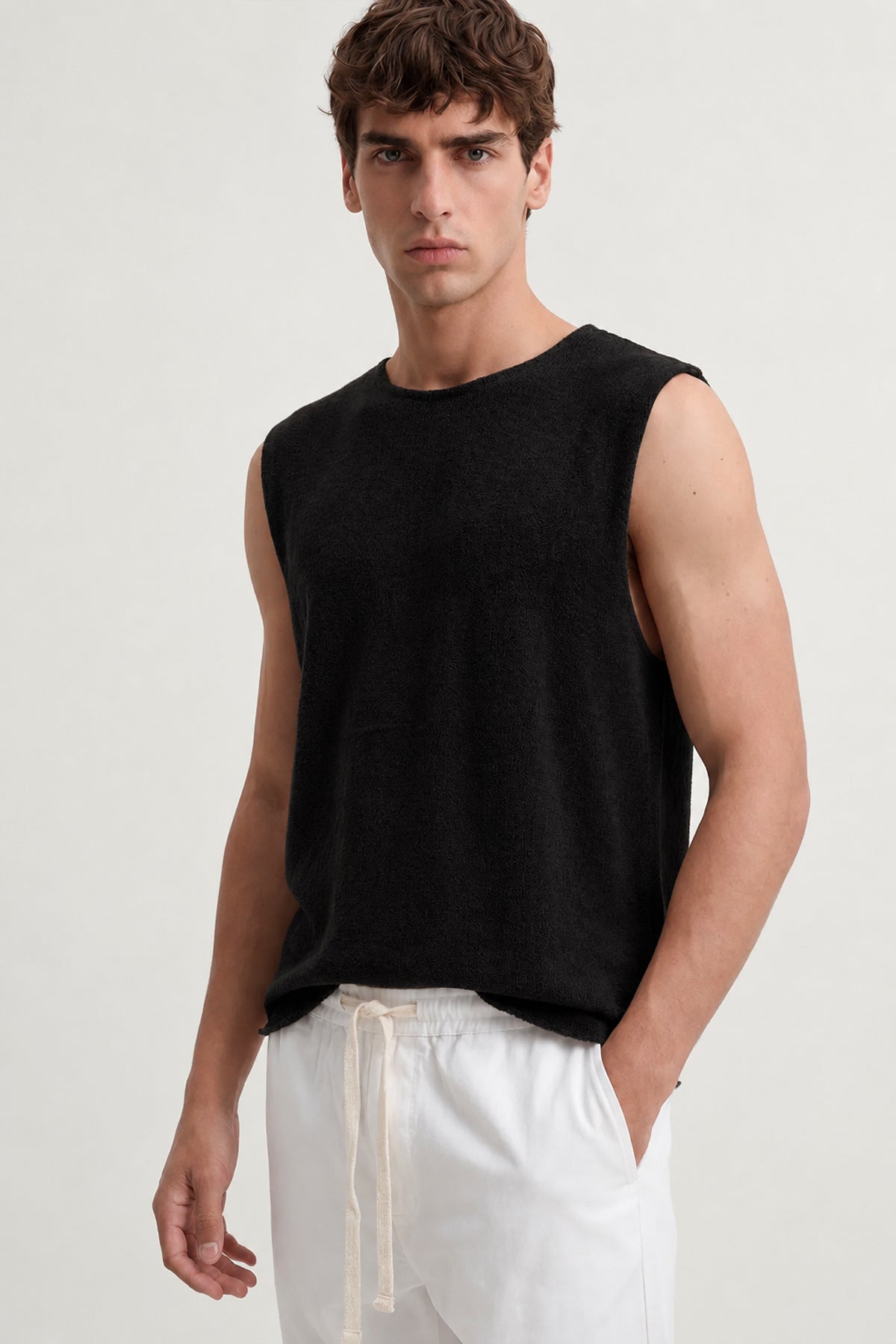 Relax Fit Textured Sleeveless T-shirt