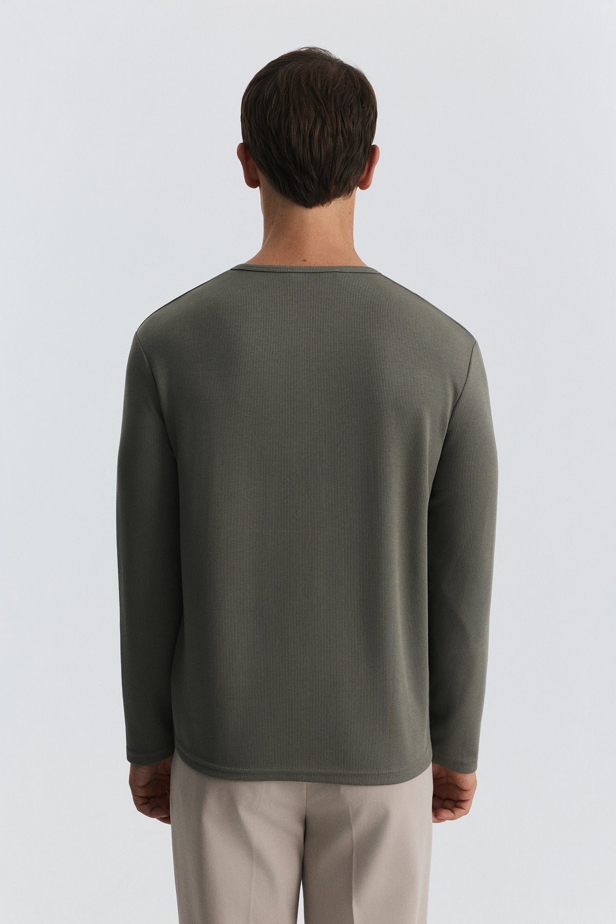 100% Cotton Button-Down Collar Ribbed T-Shirt
