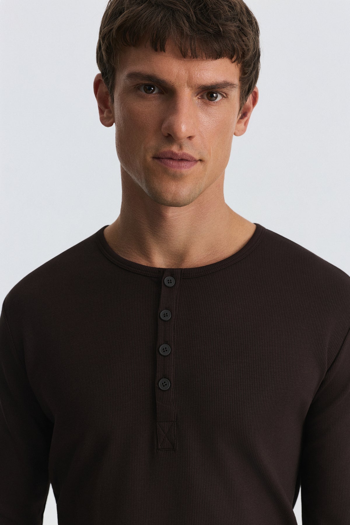 100% Cotton Button-Down Collar Ribbed T-Shirt