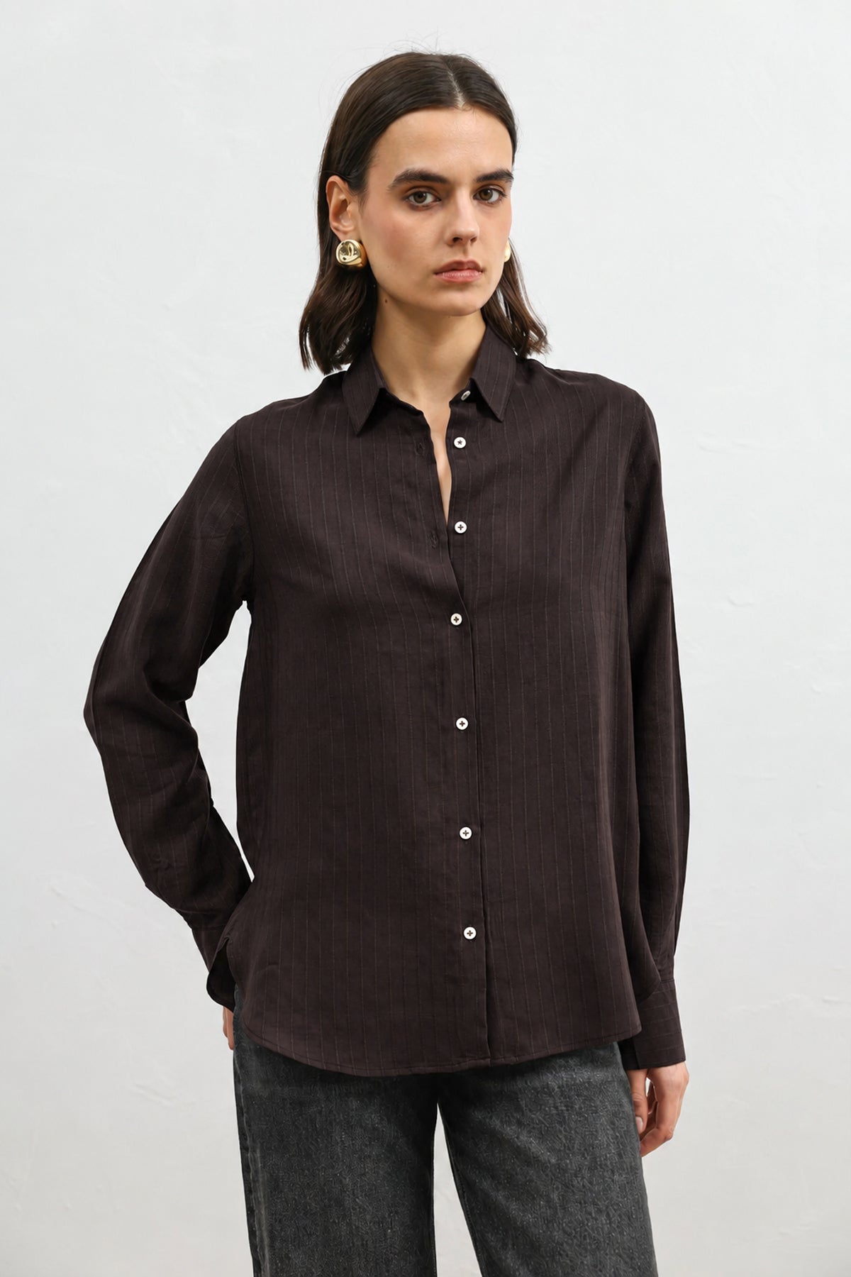 100% Lyocell Striped Women's Shirt
