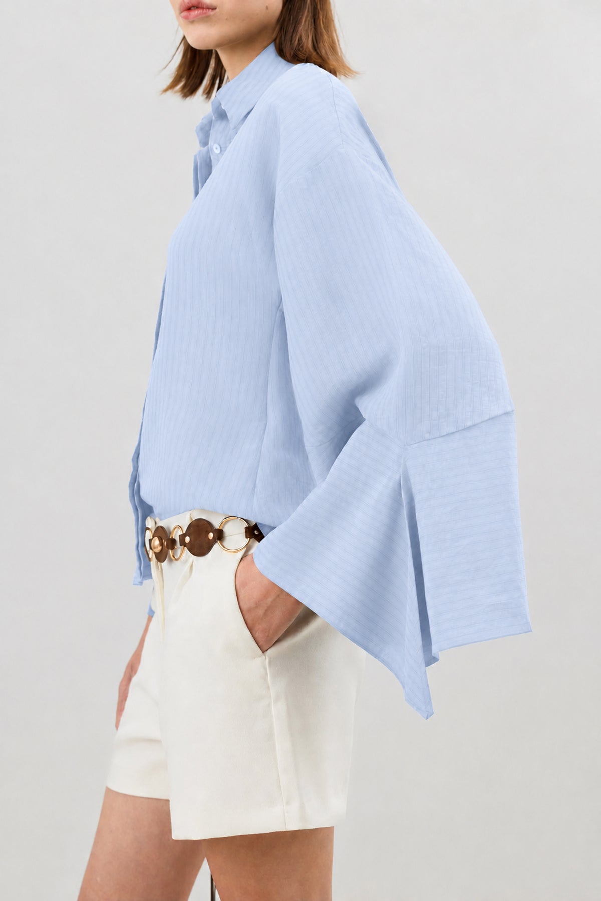 Women's Striped Shirt with Cuff Ties
