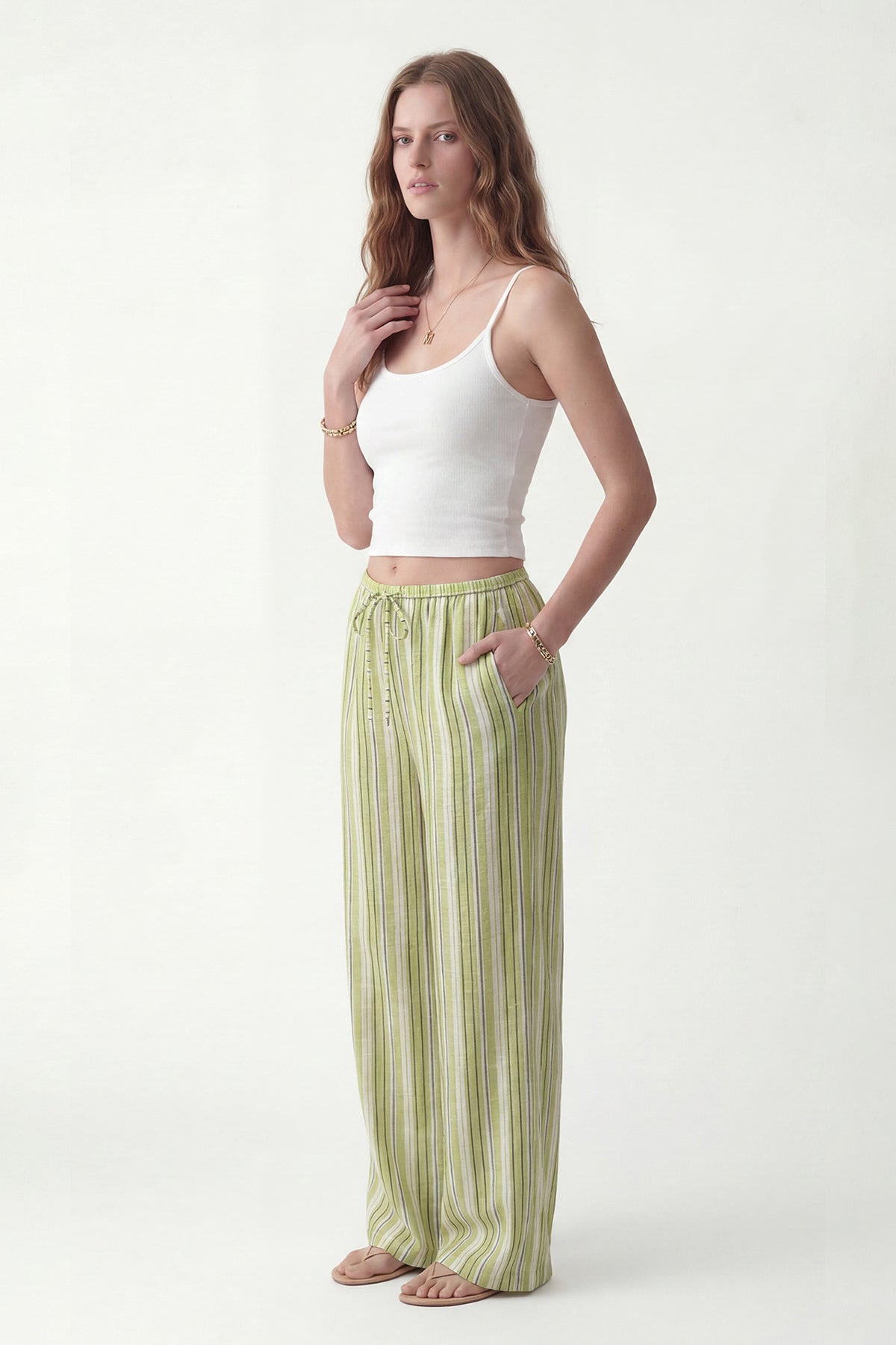 Striped Wide-Leg Pants