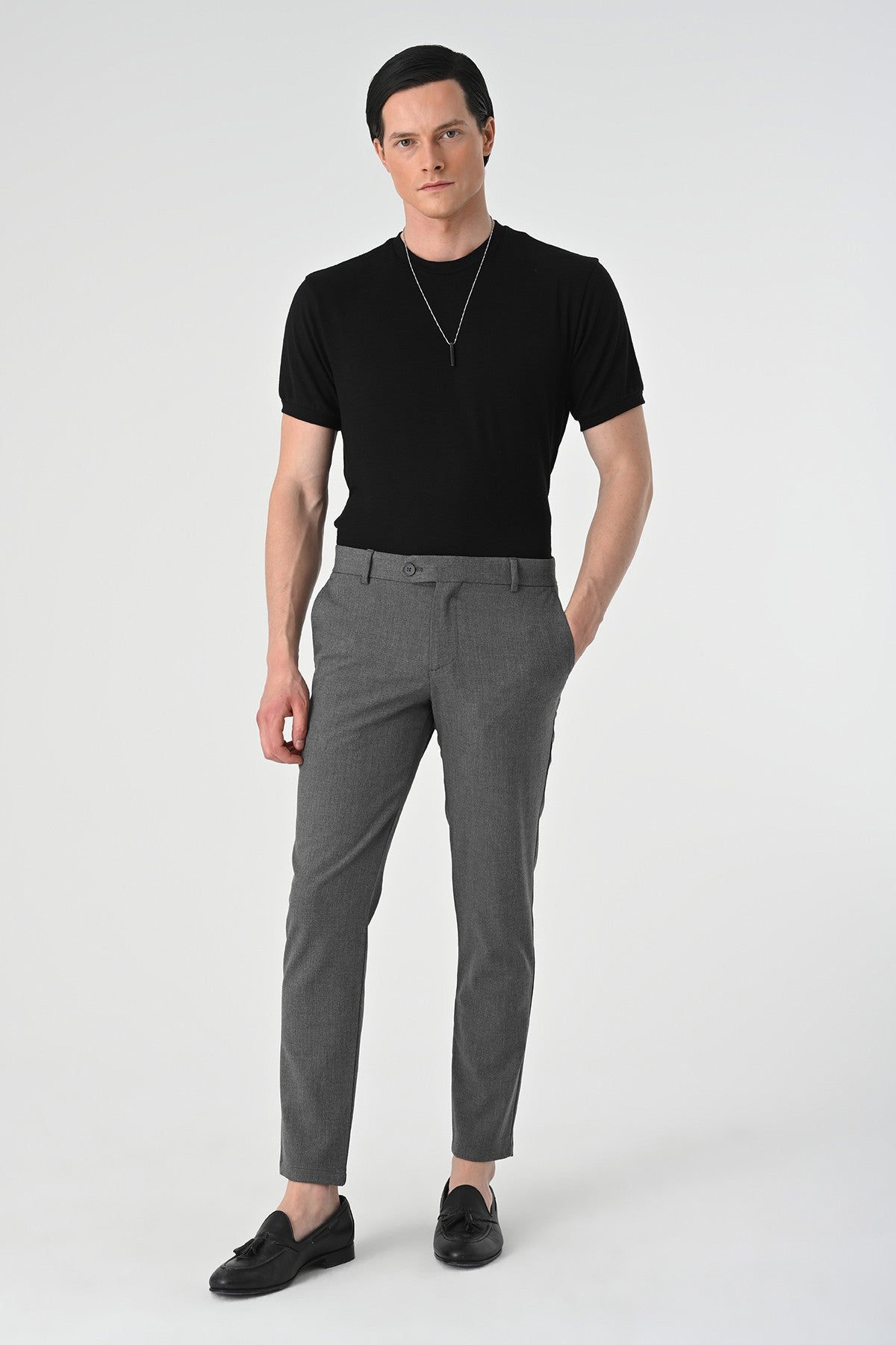 Men's Accessories: Slim-Fit Pants with Detailed Design