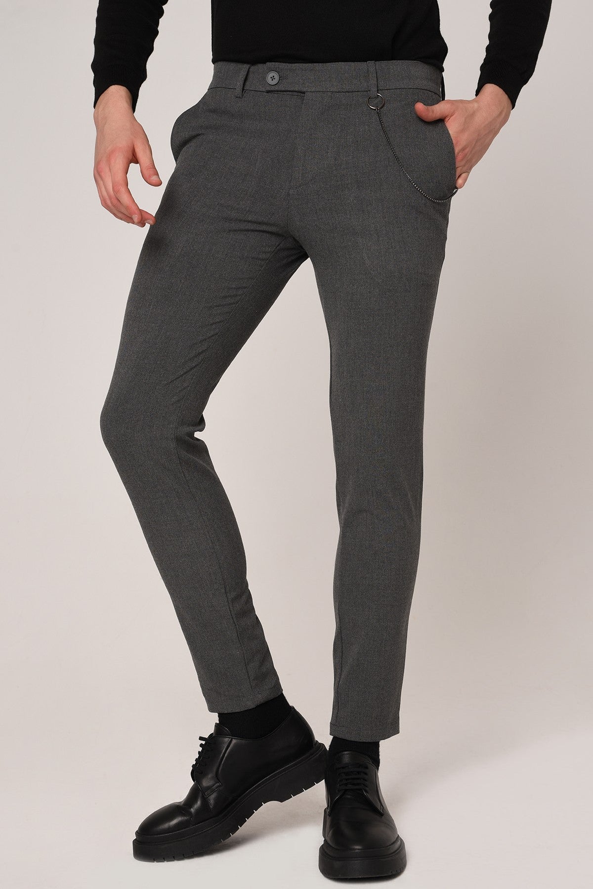 Men's Accessories: Slim-Fit Pants with Detailed Design