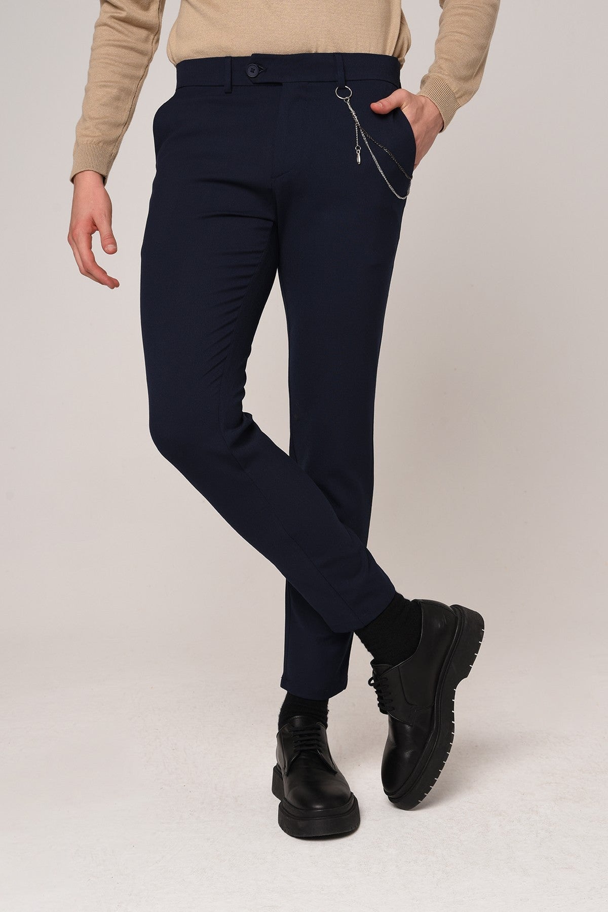 Men's Accessories: Slim-Fit Pants with Detailed Design