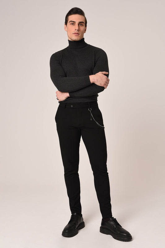 Men's Accessories: Slim-Fit Pants with Detailed Design