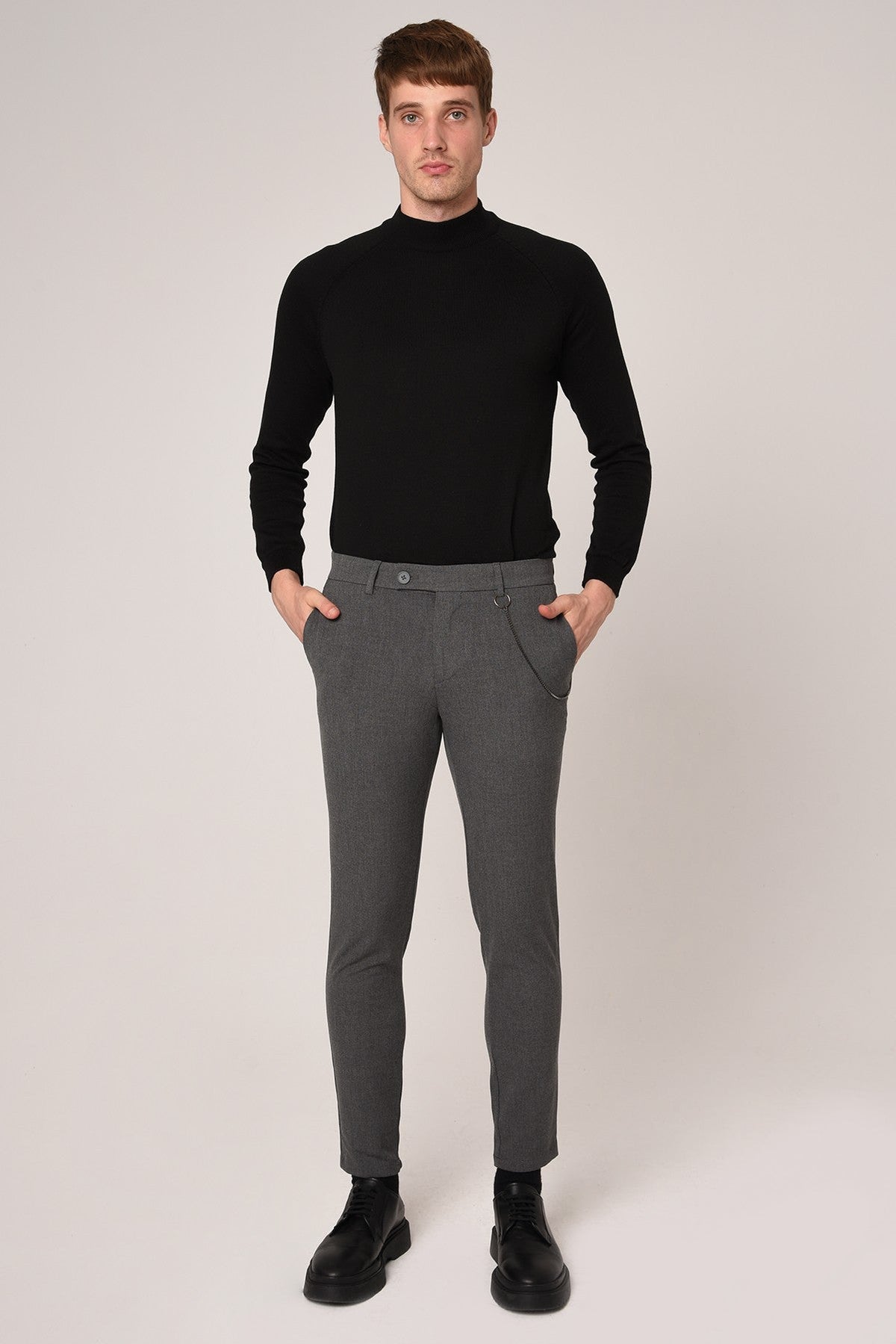 Men's Accessories: Slim-Fit Pants with Detailed Design