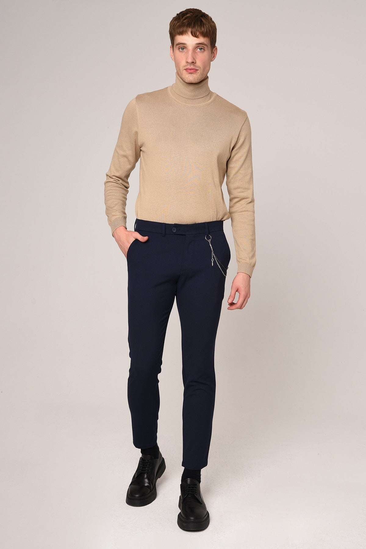 Men's Accessories: Slim-Fit Pants with Detailed Design