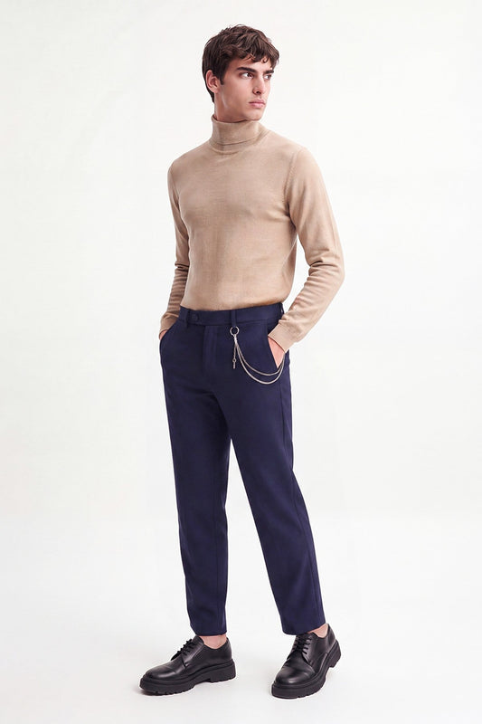 Men's Accessories: Slim-Fit Pants with Detailed Design