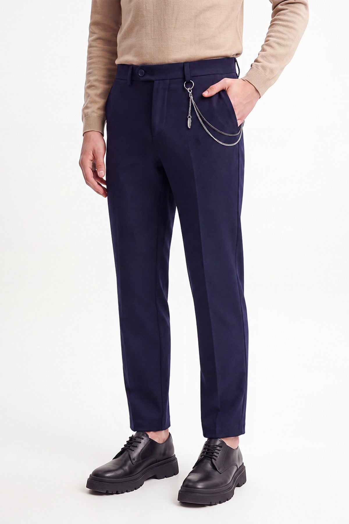 Men's Accessories: Slim-Fit Pants with Detailed Design