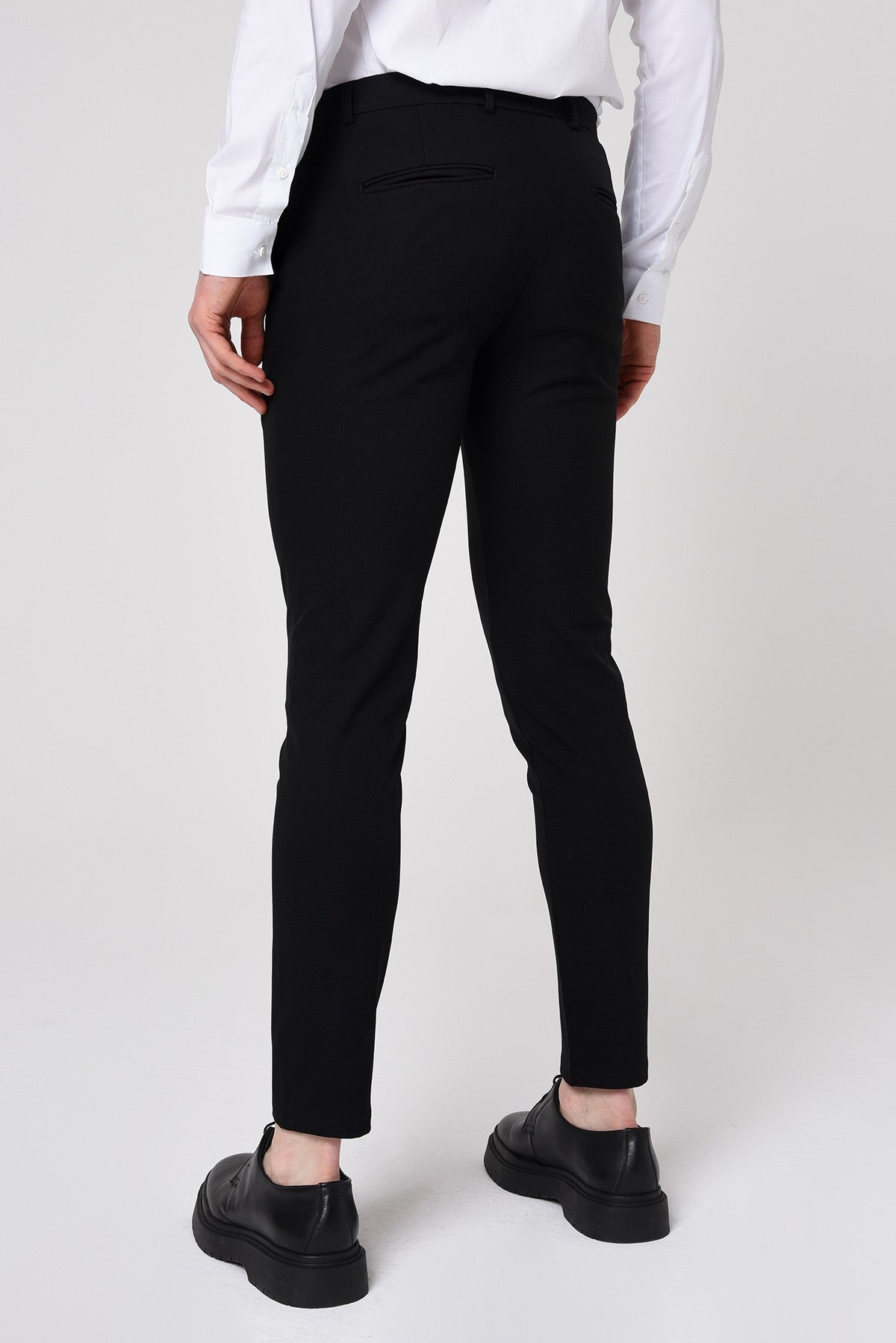 Men's Slim-Fit Solid-Color Fabric Pants with Accents