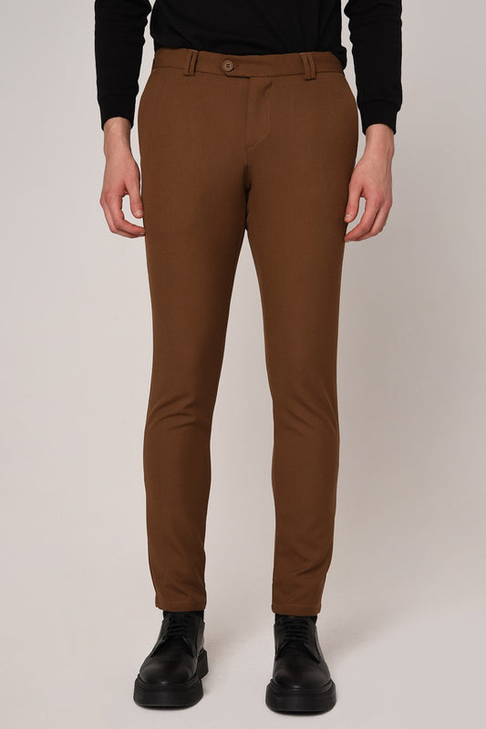 Men's Slim-Fit Solid-Color Fabric Pants with Accents