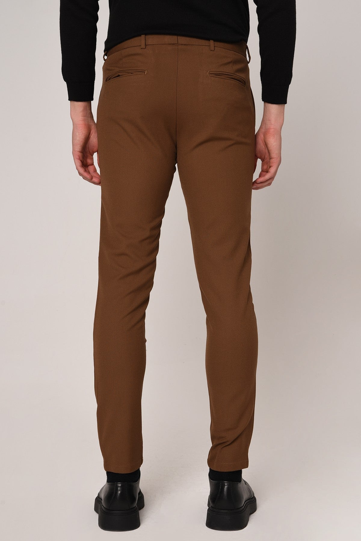 Men's Slim-Fit Solid-Color Fabric Pants with Accents