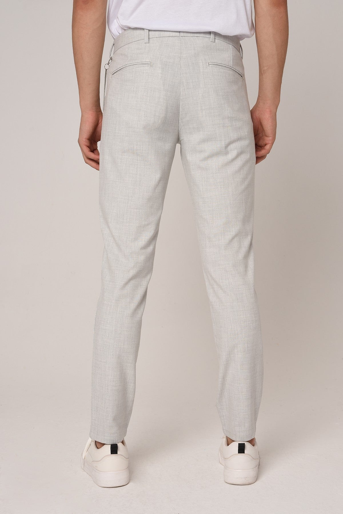 Men's Slim-Fit Solid-Color Fabric Pants with Accents