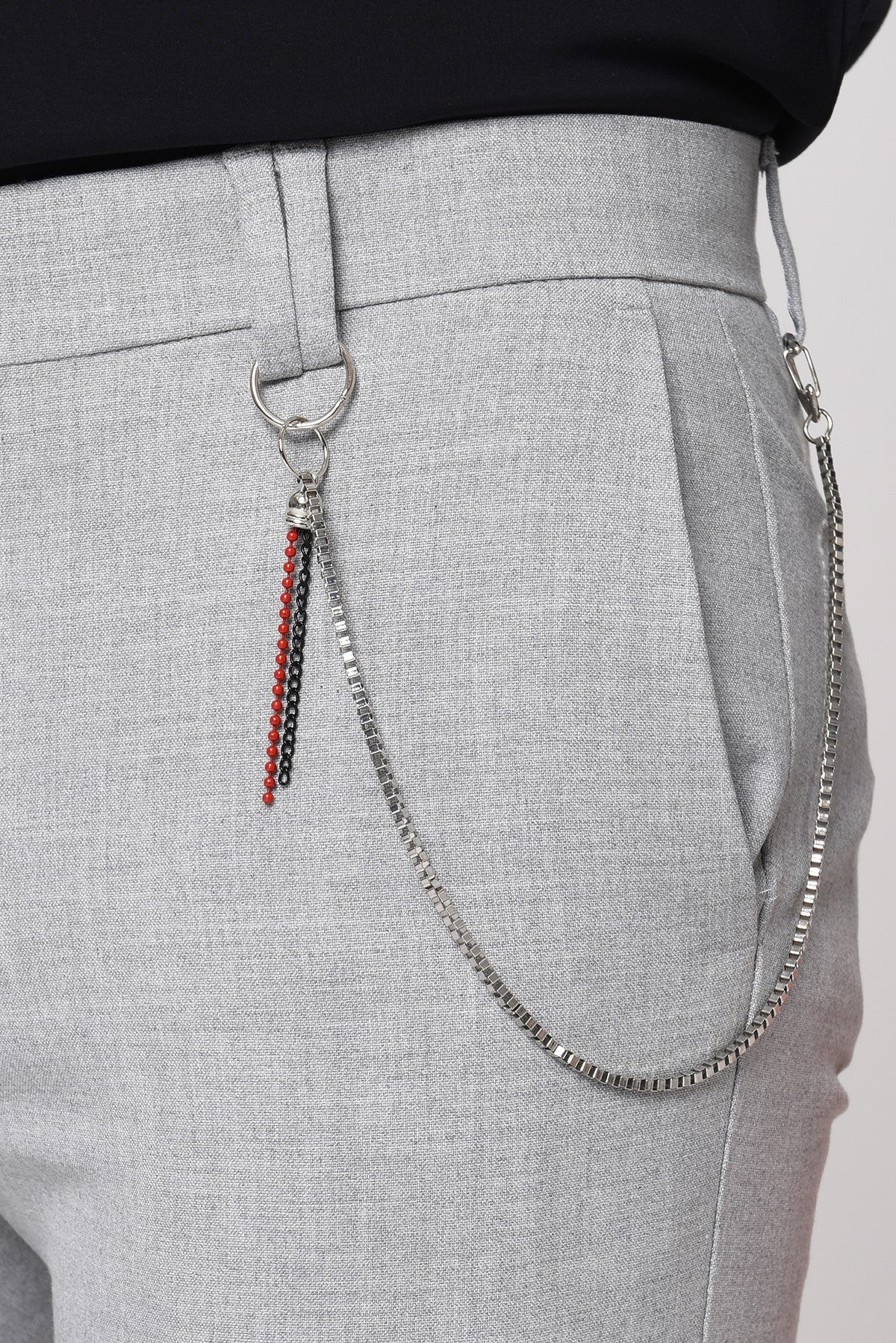 Men's Slim-Fit Solid-Color Fabric Pants with Accents