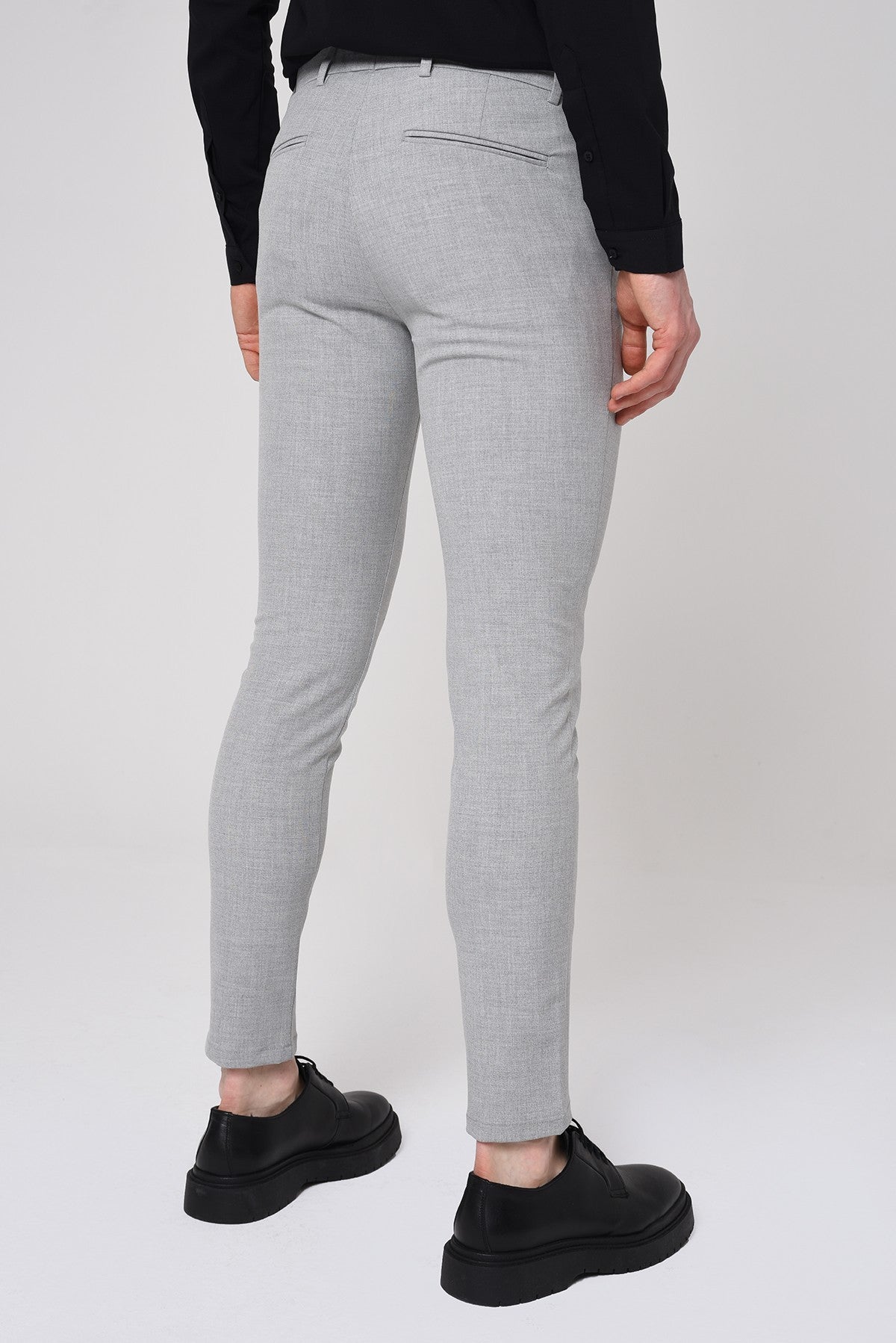 Men's Slim-Fit Solid-Color Fabric Pants with Accents