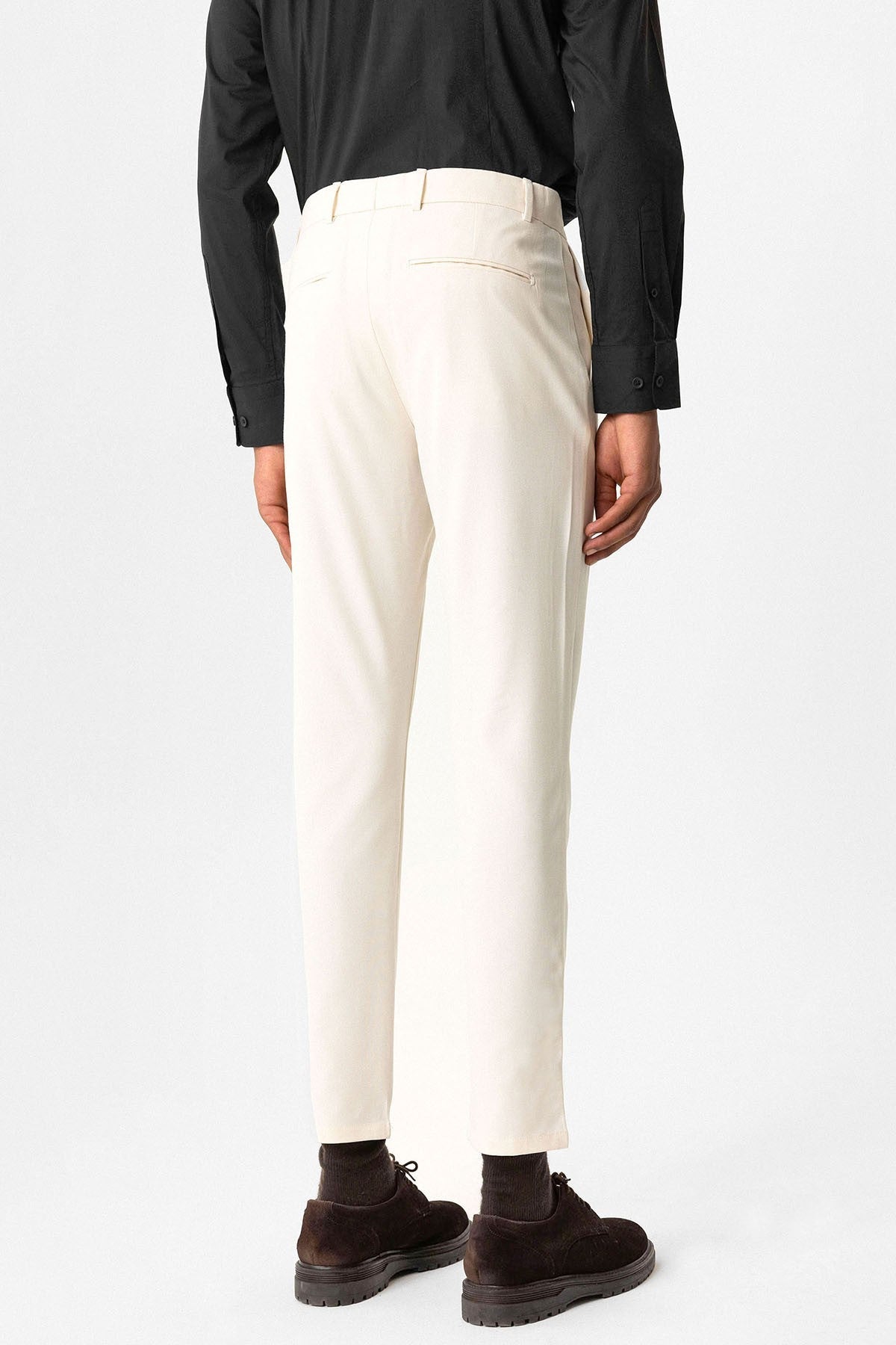 Men's Slim-Fit Solid-Color Fabric Pants with Accents