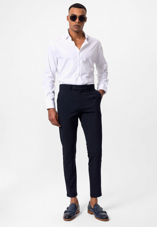 Men's Slim-Fit Solid-Color Fabric Pants with Accents