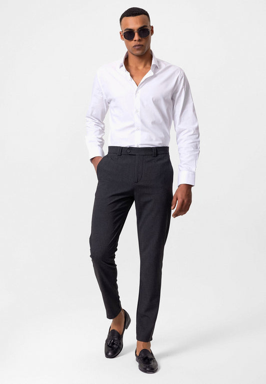 Men's Slim-Fit Solid-Color Fabric Pants with Accents