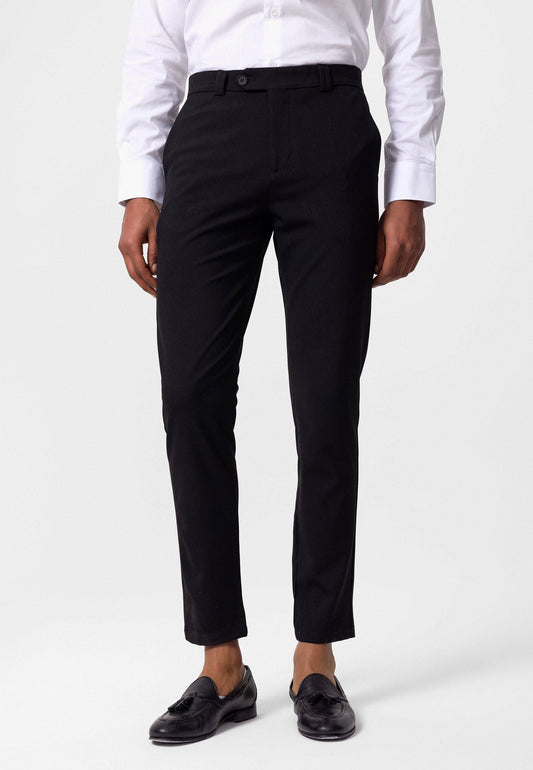 Men's Slim-Fit Solid-Color Fabric Pants with Accents
