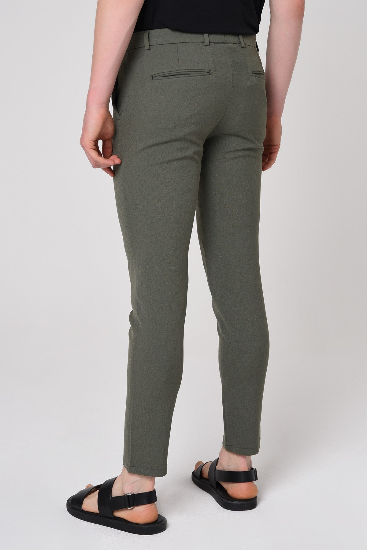 Men's Slim-Fit Solid-Color Fabric Pants with Accents