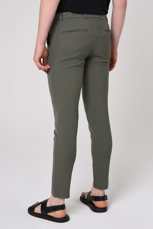Men's Slim-Fit Solid-Color Fabric Pants with Accents