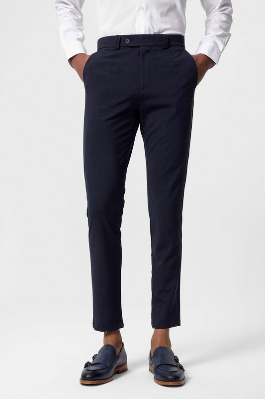 Men's Slim-Fit Solid-Color Fabric Pants with Accents