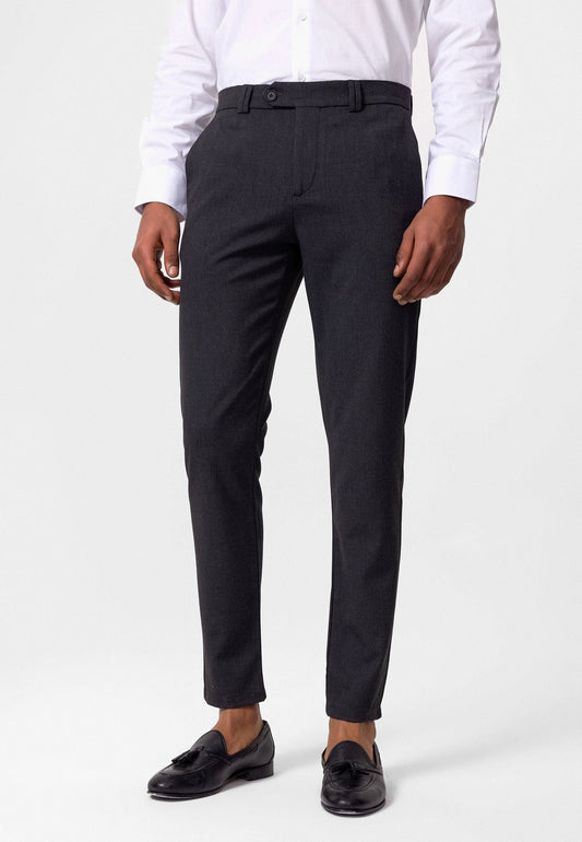 Men's Slim-Fit Solid-Color Fabric Pants with Accents