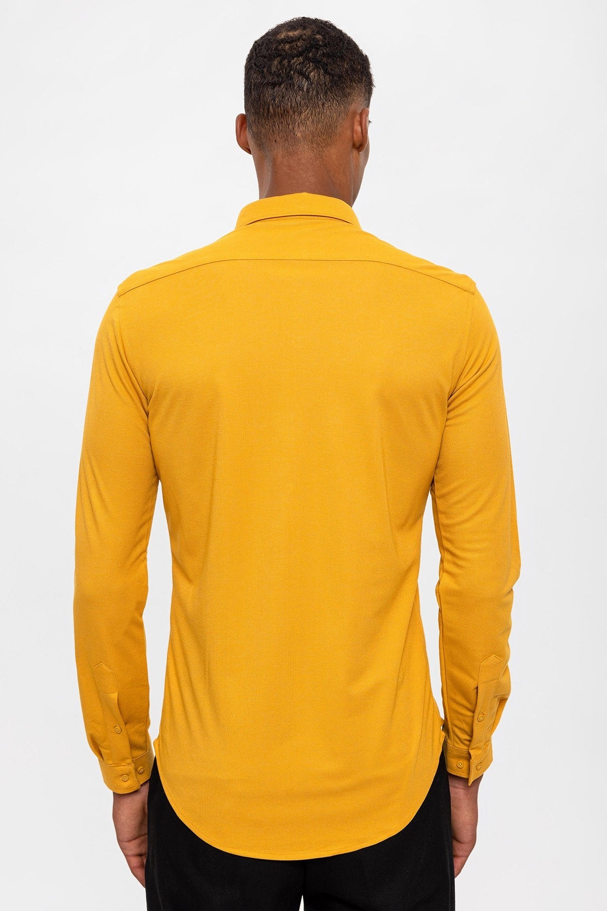 Antioch Men's Long-Sleeve Slim-Fit Knit Shirt with Hidden Buttons