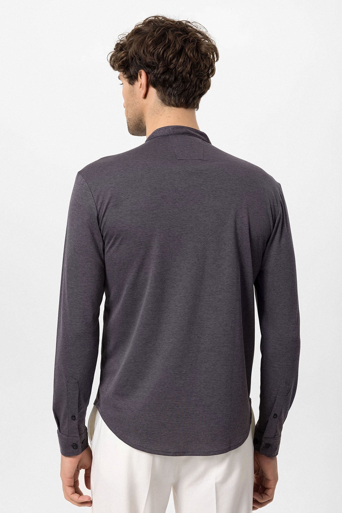 Antioch Men's Judge-Collar Hidden-Button Long-Sleeve Slim-Fit Shirt