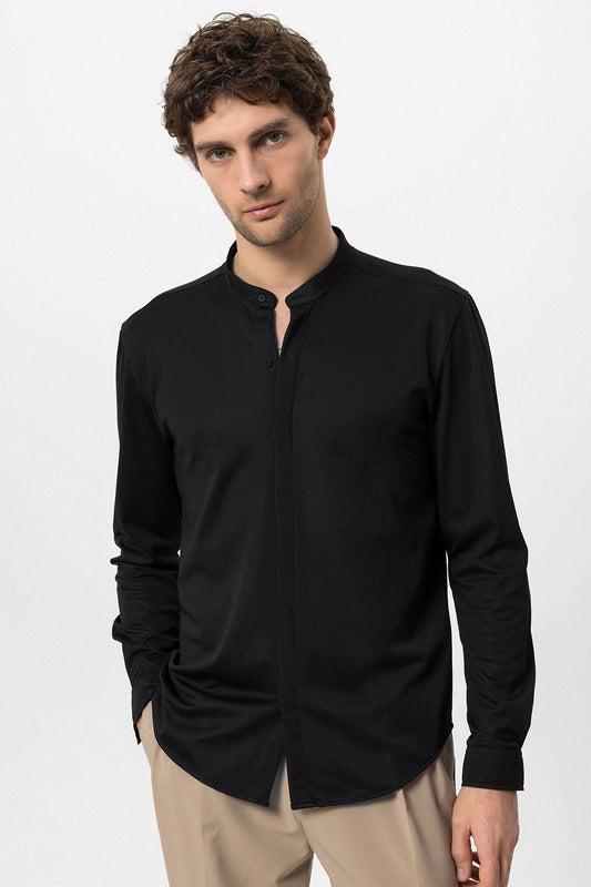 Antioch Men's Judge-Collar Hidden-Button Long-Sleeve Slim-Fit Shirt