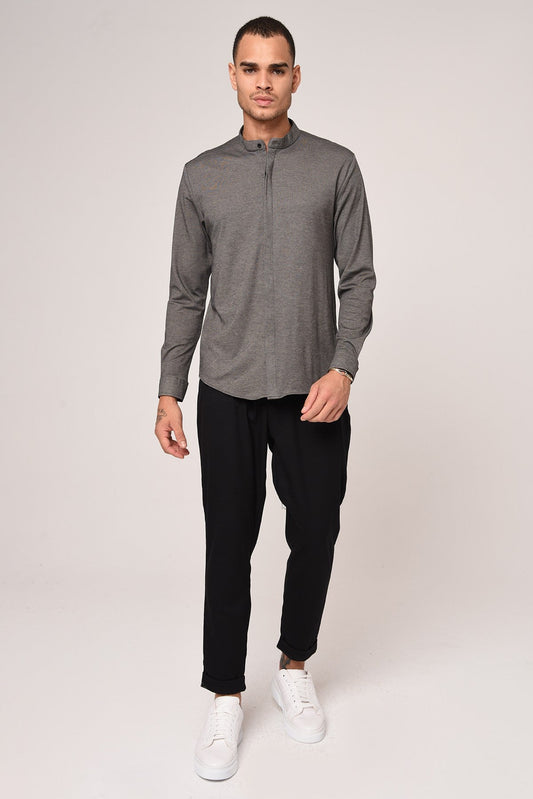 Antioch Men's Judge-Collar Hidden-Button Long-Sleeve Slim-Fit Shirt