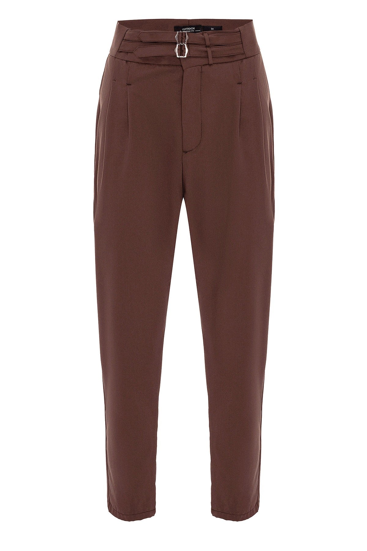 Antioch High-Waisted Belted Pleated Fabric Pants