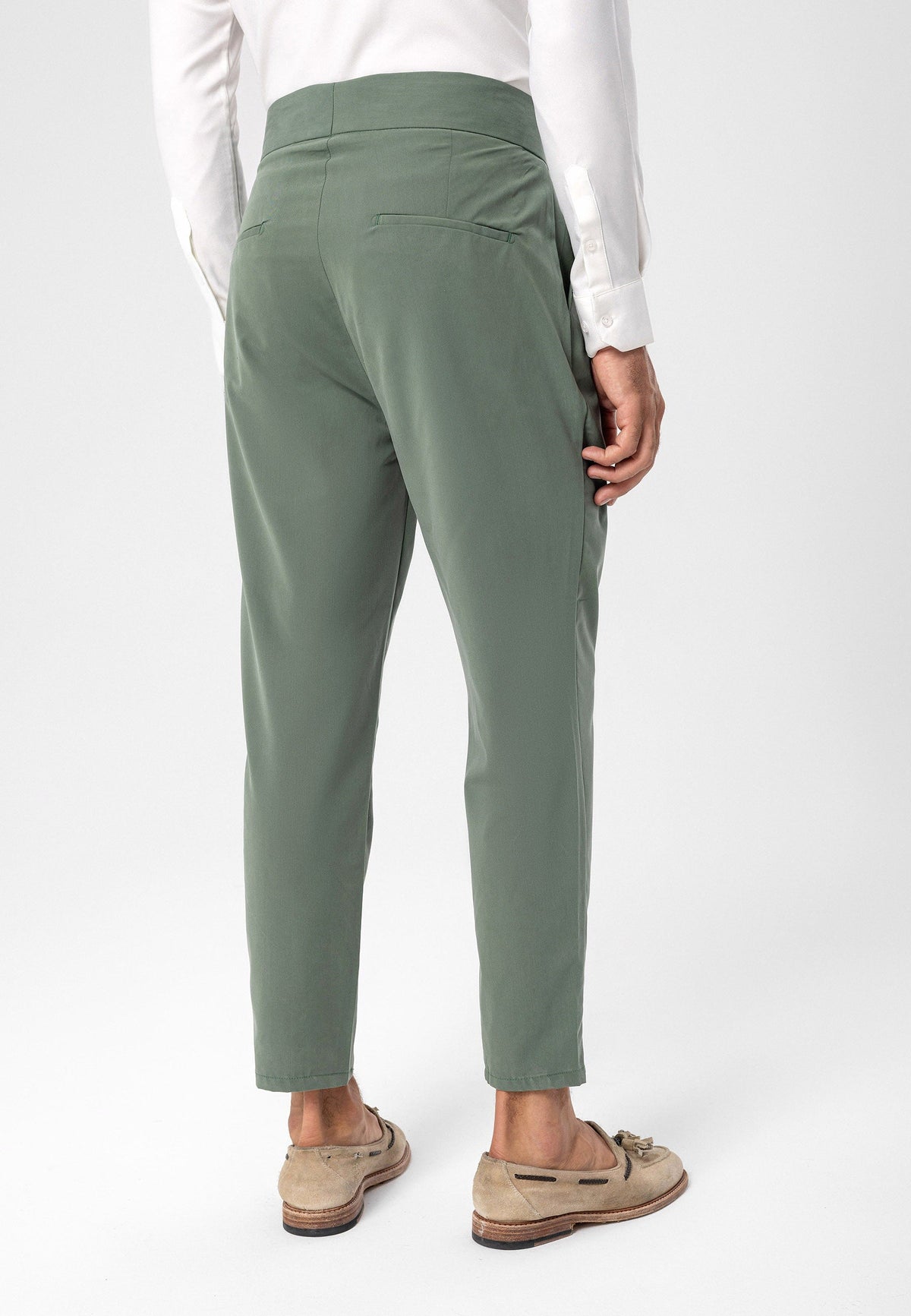 Antioch High-Waisted Belted Pleated Fabric Pants